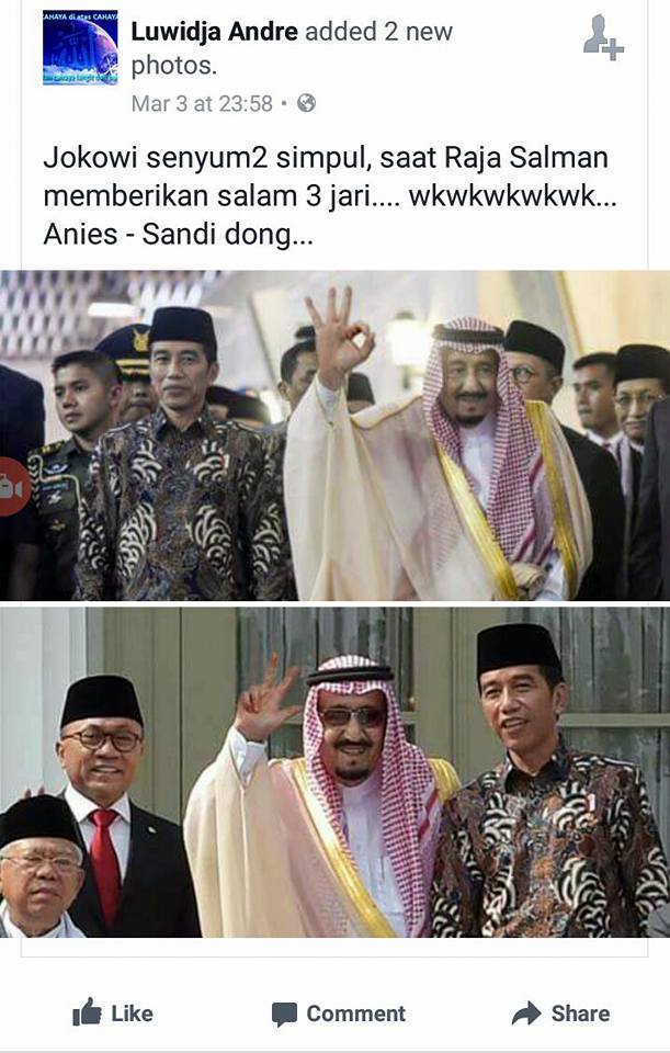 HOAX: Foto Salam Tiga Jari Raja Salman