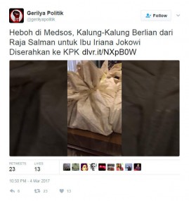 HOAX: Video Cindera Mata Raja Salman Untuk Ibu Iriana Jokowi Yang Diserahkan Ke KPK