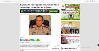Kapolresta Padang: Isu Penculikan Anak Semuanya HOAX. Berita Bohong!