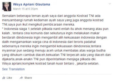 HOAX: Indonesia Siaga 1 Setelah Pilkada, Tentara Cina Komunis Akan Makar