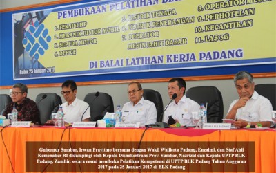 Pembukaan Pelatihan Kompetensi di UPTP BLK Padang Tahun Anggaran 2017