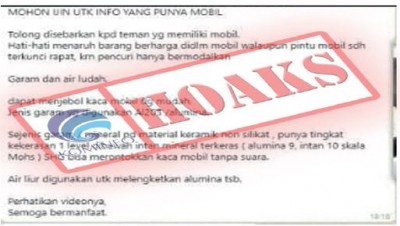 [Hoax] Pencurian Mobil Memakai Media Garam Dan Ludah