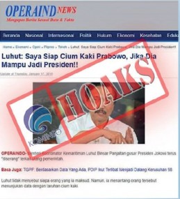 [Hoax] Luhut Siap Cium Kaki Prabowo Jika Dia Mampu Jadi Presiden