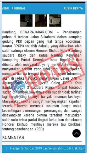 [Hoax] Penebangan Pohon di Trotoar Jalan Sukabumi