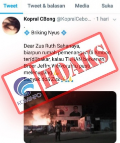 Rumah pemenangan Jeffry Waworuntu di Ambon dibakar orang [Hoax]