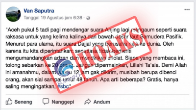 Suara Dajal Terdengar di Aceh [Hoax]