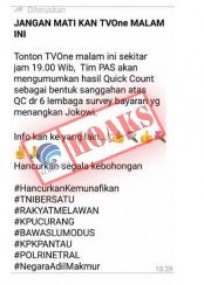 Jangan Matikan TVOne Malam Ini  [Hoax]