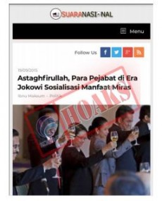Para Pejabat di Era Jokowi Sosialisasi Manfaat Miras [Hoax]