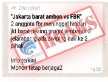 Akan ada aksi sweeping dari ormas Forum Betawi Rempug (FBR)  [Hoax]