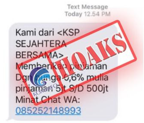 Penipuan Mengatasnamakan KSP Sejahtera Bersama [Hoax]