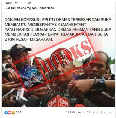 Danjen Kopassus Dukung FPI [Hoax]