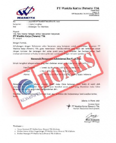 Surat undangan Tes seleksi karyawan baru PT Waskita [Hoax]