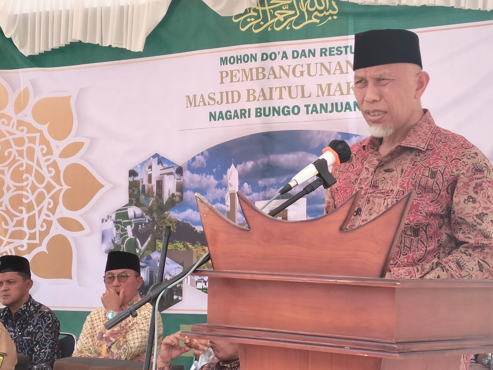 Wujud Kerjasama Ranah dan rantau, Gubernur Sumbar Resmikan Pembangunan Masjid Baitul Makmur Bungo Tanjuang