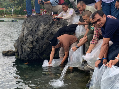 Pulihkan Populasi, Wagub Audy Tebar Bibit dan Resmikan Konservasi Ikan Bilih