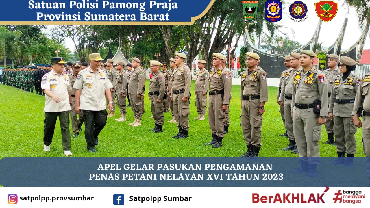 Gubernur Sumbar Pimpin Apel Gelar Pasukan Pengamanan Penas Petani Nelayan XVI Tahun 2023 di Halaman Kantor Gubernur